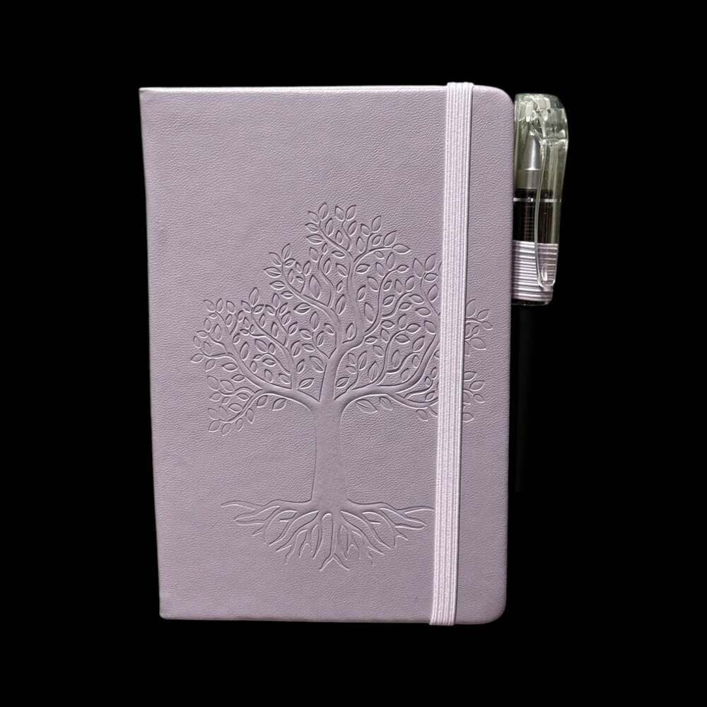Dark Lilac Tree of Life Embossed Small Hardcover Lined Journal with Pen